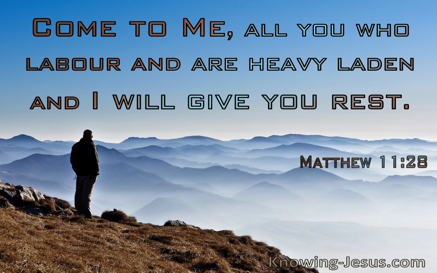 Matthew 11:28 Come To Me And I Will Give You Rest (blue)